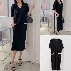 [하프클럽/아이우먼]위쉬몰 BS 오피스배색라인원피스(X552H604) 빅사이즈