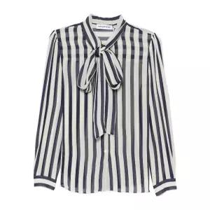 스트라이프 타이넥 블라우스 SS26176TBN NAVY