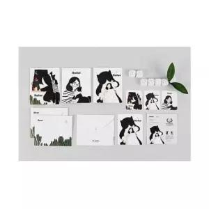 [문구/오피스] 카드세트 거대고양이 봉지 4P 편지지 미니 카드 엽서