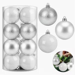 냅지 16 카운트 샤터프루프 크리스마스 볼 장식 세트 파티 2.36인치 실버 트리 화환 및 매달기