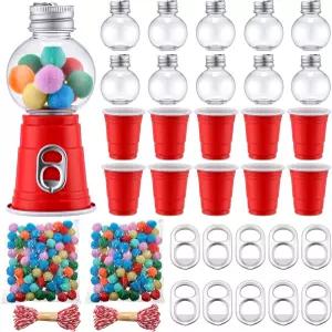 Blushtier 10 세트 DIY 껌 기계 장식 크리스마스 풍선 볼 면 로프 다채로운 공 트리 병을 걸 수 있는 컵
