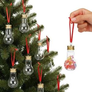 크리스마스 트리를 위한 25개의 충전식 장식품 음료 볼 투명 플라스틱 미니 글래스 전구 홀리데이 파티