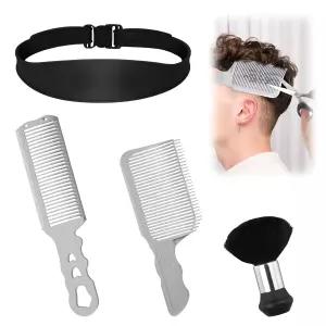 남성용 페이드 빗 가이드 헤어컷 키트에는 실리콘 밴드 이발용 및 헤어드레싱 브러시 가정용 미용실용 셀프