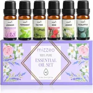 미즈지오 플로럴 에센셜 오일 세트 프리미엄 순수 및 천연 아로마테라피 가정용 6 10 ML 디퓨저 선물