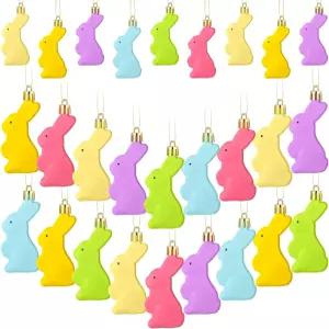 미니 인플랫 24개 부활절 파스텔 트리 장식품 토끼 매달기 다채로운 플라스틱 봄 홈 홀리데이 파티 용품