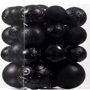 크리스마스 무도회 장식 30개 파편 방지 세트 트리 홀리데이 파티 플라스틱 걸이 4가지 사이즈 블랙 6가지