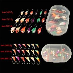 새로운 6PCS 겨울 얼음 낚시 미끼 인공 부드러운 0.5 ~ 1.8g 개미 모양의 컬러 지그 헤드 웜에 대한 작은