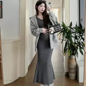 임부 브이넥 루즈핏 빅사이즈 임산부 롱원피스 홈웨어