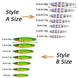 5개/상자 느린 싱킹 금속 캐스트 지그 스푼 세트 7g-40g 해안 던지기 농어 미끼 참치에 대한 인공 낚시 태