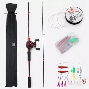 우핸들 베이트릴낚시대 루어 채비 세트 1.6m 민물낚시