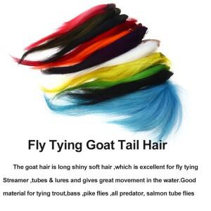 염색된 천연 염소 꼬리털 플라이 낚시용 재료, 연어 스틸헤드 패턴 스트리머 웨트 루어 매듭용