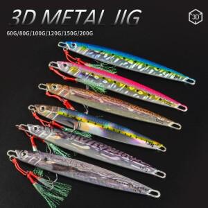 3D 금속 지그 60g 80g 100g 바다 생체 모방 물고기 철판 미끼 워블러 낚시 인공 보트