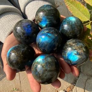 1pc 놀라운 래브라도라이트 공 홈 장식, 휴일 파티 부모를 위한 크리스탈 선물, 크리스마스,