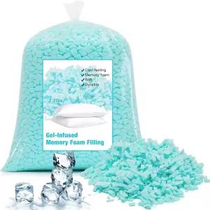 여름냉감침구기획전 HunnmingRe 2.2파운드 베개 파쇄 메모리 폼 필러 블루 젤 쿨링 인퓨즈드 필링 소프트