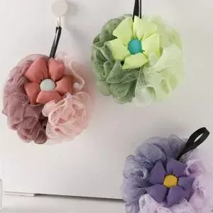 플라워 샤워볼 때수건 2p 목욕 때밀이 샤워타올 거품볼 목욕용품