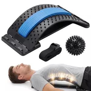 마사지 볼 및 서포트 벨트 다단계 조절 가능한 아치 요추 크래커 보드 척추 감압 자세 지지 백 마사지기를