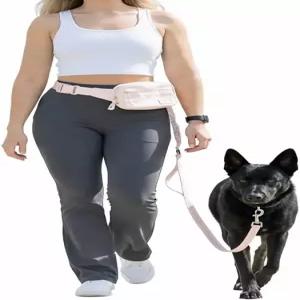 Q 목줄 핸즈 프리 개 허리 벨트 번지 러닝 및 워킹 보관 팩 패딩 핸들 안전벨트 부착 당김 조절 불가 SM L