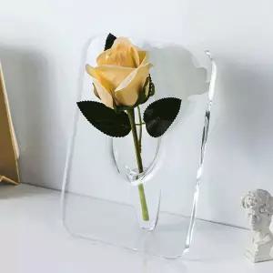 한송이 깨지지 않는 아크릴 사각 플라스틱 인테리어 화병 꽃병