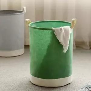 [SBD] 다용도 컬러 세탁 접이식 빨래바구니 햄퍼 그린 원형 원단 방수 린넨