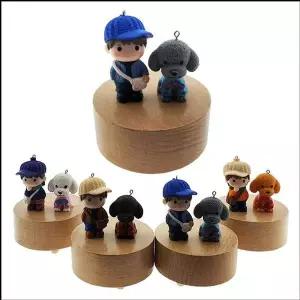 고급 원목 원형 오르골 소년과 강아지 색상랜덤1개 우드오르골