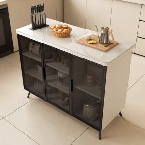 주방 수납장 겸용 커팅 테이블 다기능 이동식 아일랜드 가정용 식탁 사이드 캐비닛 다층 선반 잠금장치