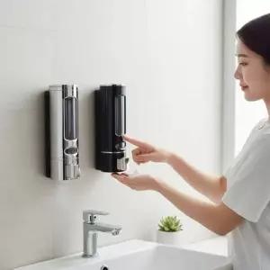 벽걸이형 핸드워시 디스펜서 욕실 액체비누 용기 샴푸 거치대 홀더