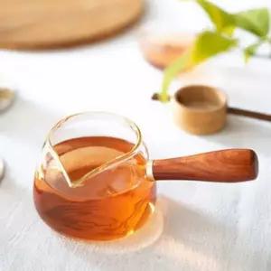 찻잔 유리 물병 350ml 나무 손잡이 다기 세트