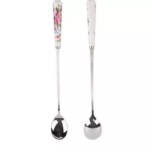 디저트 커피 티스푼 장미 꽃 모던 유럽풍 롱스푼