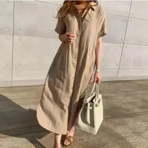 [알티피아]여성 여름 러블리 임부복 린넨 반팔 롱 셔츠 원피스 롱원피스