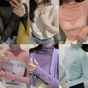 55 66 신축성굿 물결티 날라리 시스루티 레이어드 폴라 이너 목폴라