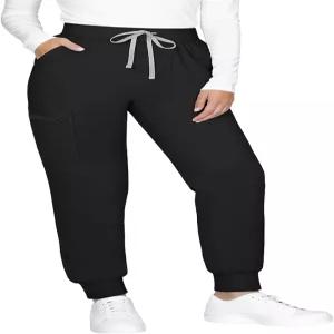 여성용 라인웨이트 스크럽 팬츠 - 포켓 3개가 있는 요가 허리밴드 조거 부드러운 신축성 가벼운 원단