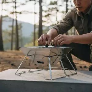 휴대용 폴딩 캠핑 화로대 1인용 미니 바베큐 그릴 조립식