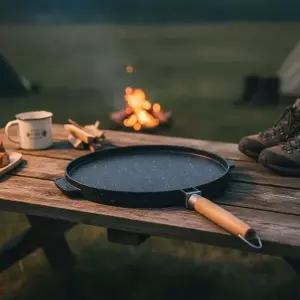[콩심팥심]와이드 캠핑용 구이판 대형 그리들 32cm 야외 조리용 철판
