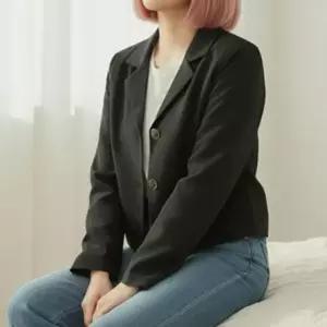 여성 크롭 버튼 가을 정장 마이 1P 베이직 출근 숏자켓 오피스룩 패션