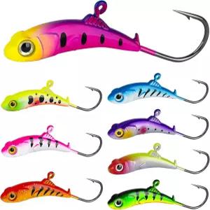 얼음 낚시 지그 8개 미끼 세트 월 헤드 훅 겨울 도구 지깅 팬피쉬 크레이피 파이크 트라우트