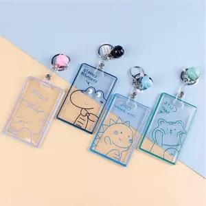 초등학생 가방 고리 카드지갑 투명 캐릭터 카드홀더 키링 버스카드