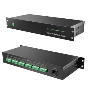 ENS 18 채널 랙 장착형 CCTV 서지 감시 공급 DVR/NVR 20A, 필터링 전원 출력, 상자, 1.5U 가능 DC - 리셋 PTC 카메라, 퓨즈 보호 18CH, 시스템 12V 조절