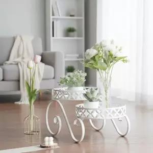 빈티지 아이언 플랜트 스탠드 2단 화분 거치대 인테리어 선반