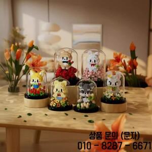 영원한 꽃과 장미 빌딩  동물 부케 화분 조립 장난감 소년 소녀를 위한 수제