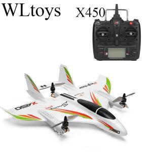 WLtoys XK X450 2.4G 6CH 3D 6G RC 비행기 브러시리스 수직 이륙 LED RC 글라이더 고정 날개 RTF RC 항공기