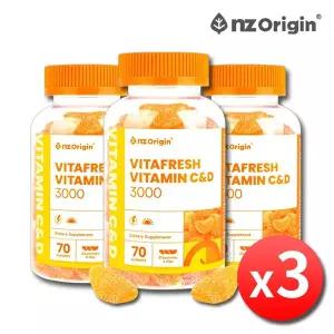 엔젯오리진 비타프레쉬 비타민 C&D 3000 70꾸미 x 3병 어린이 키즈 유아 청소년 구미 젤리 비타민CD 귤젤리
