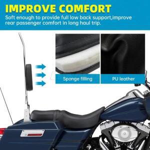 크롬 바이크 오토바이 탈착식 후면 블랙 승객 등받이 시시 바 패드 할리 투어링 스트리트 글라이드 로드 킹