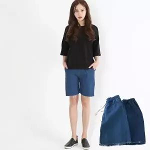 4부 허리밴딩 빈티지 여성 청 데님 반바지 진청 연청 (HSJ-WC4D6D3)