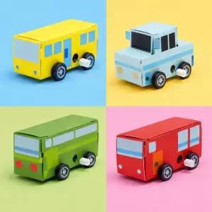 물체의 빠르기비교 태엽 종이자동차 4종세트 단순한 과학놀이