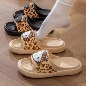 산리오 헬로키티 호피 레오파드 슬리퍼 EVA 미끄럼방지 통기성 사무실 학교 교실 실내화