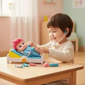 베베핀 병원놀이 아기인형 노래하는 청진기 침대 모형세트 간호사 의사놀이 어린이 장난감