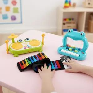 캐스B 베베전자악기 3종세트 개구리 드럼비트 팝핑피아노 롤피아노 음악연주 유아 악기놀이