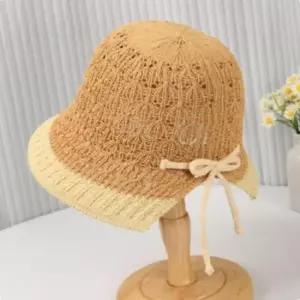 피부보호모자 투톤 리본끈 보넷 햇 진베이지