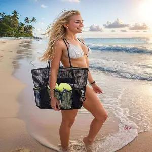 4포켓 대용량 비치백 여름 바캉스가방 숄더백 망사백mno567