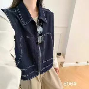 여자 청 빈티지 캐주얼 터틀넥 조끼 민소매 톱 KS1